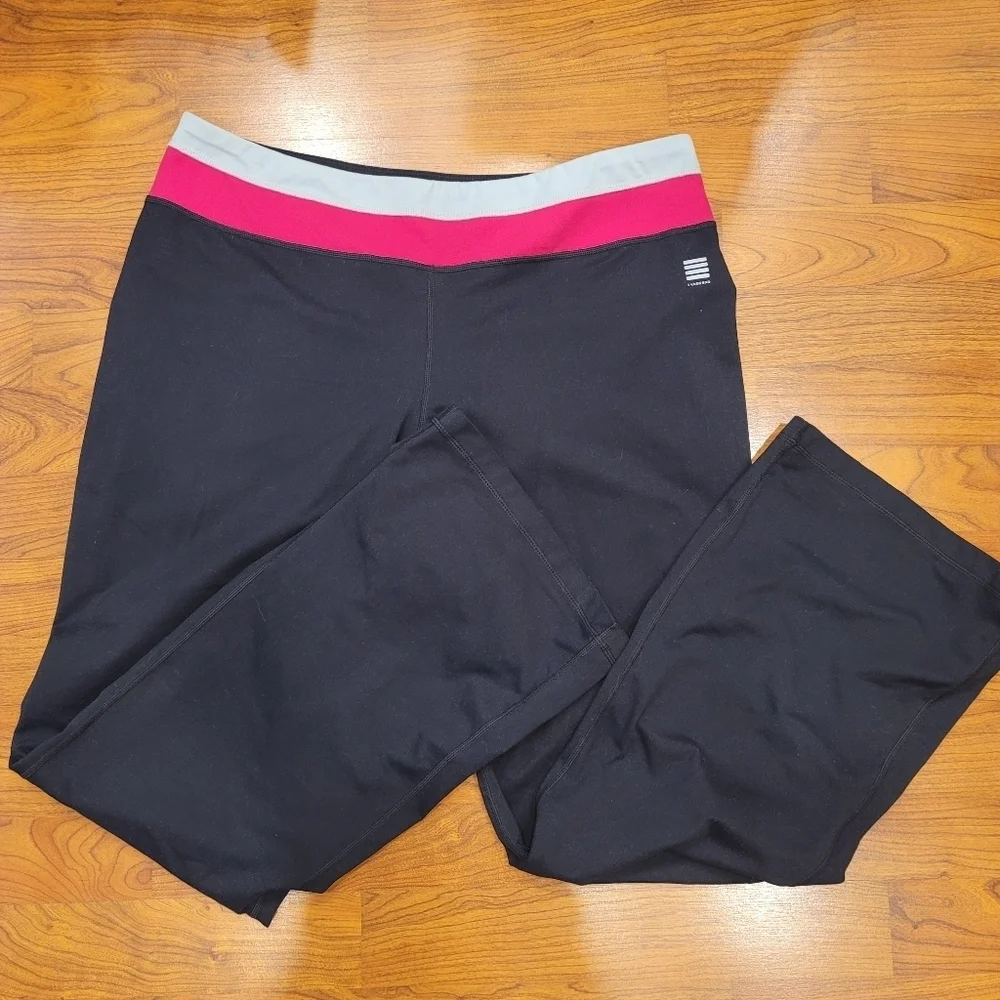 Lands' End Colorblock Blue Gray Pink Leggings - L